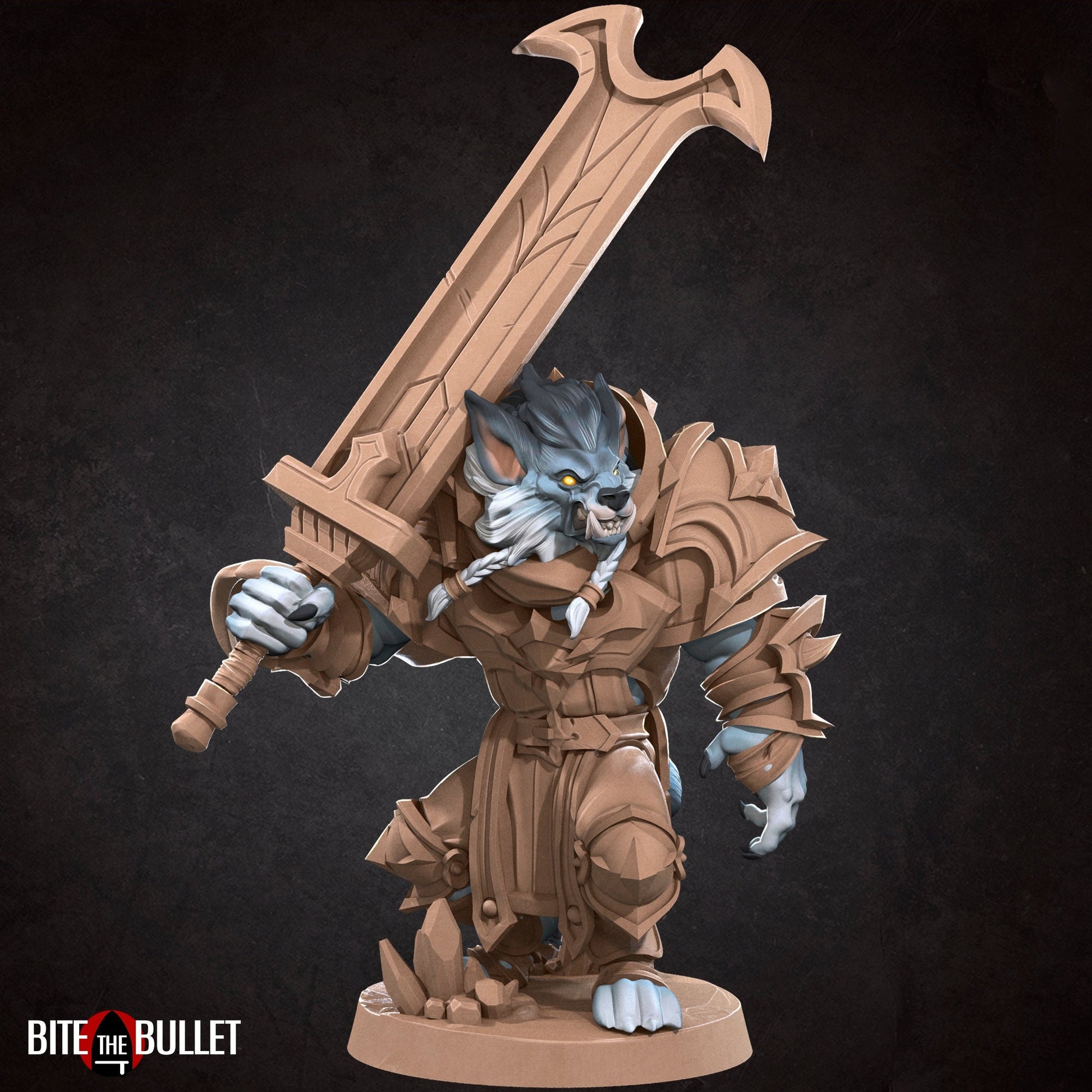 Werewolf Warrior Miniature | Tabletop RPG Miniature | Bite the Bullet | Roleplaying 3D Printed Fantasy Mini - 3DPrintDen