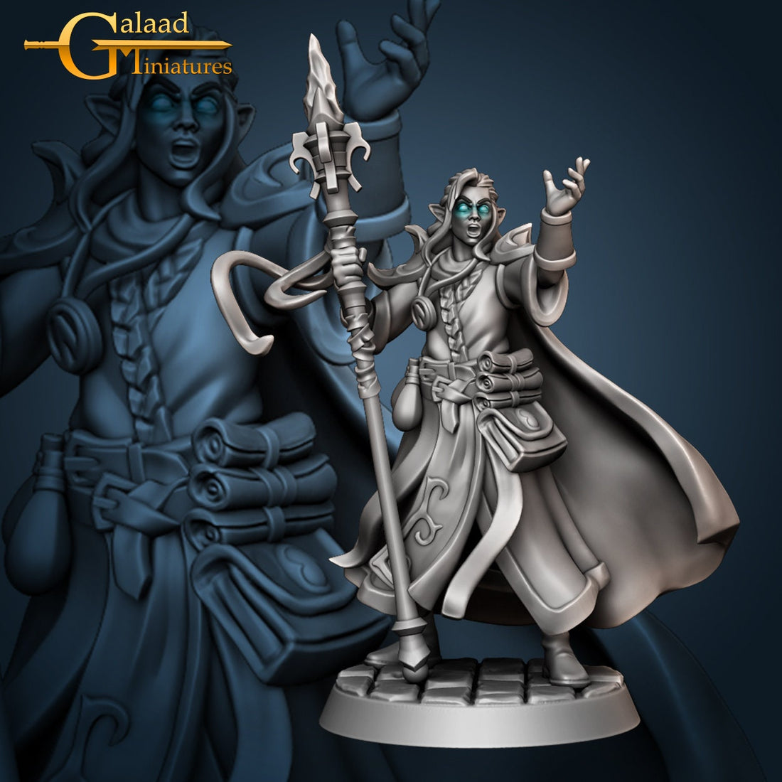 Elf Wizard Miniature | Tabletop RPG Miniature | Galaad Miniatures | Roleplaying 3D Printed Fantasy Mini - 3DPrintDen