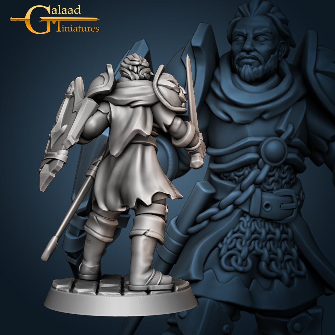 Knight Miniature, Randal | Tabletop RPG Miniature | Galaad Miniatures | Roleplaying 3D Printed Fantasy Mini - 3DPrintDen