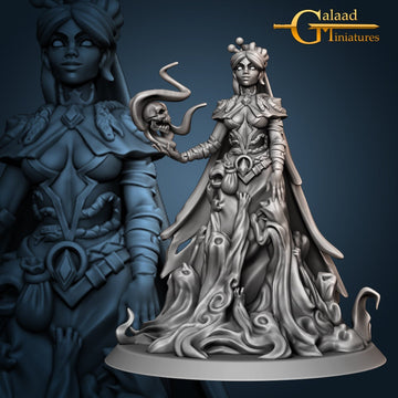 Necromancer Queen Miniature | Tabletop RPG Miniature | Galaad Miniatures | Roleplaying 3D Printed Fantasy Mini - 3DPrintDen