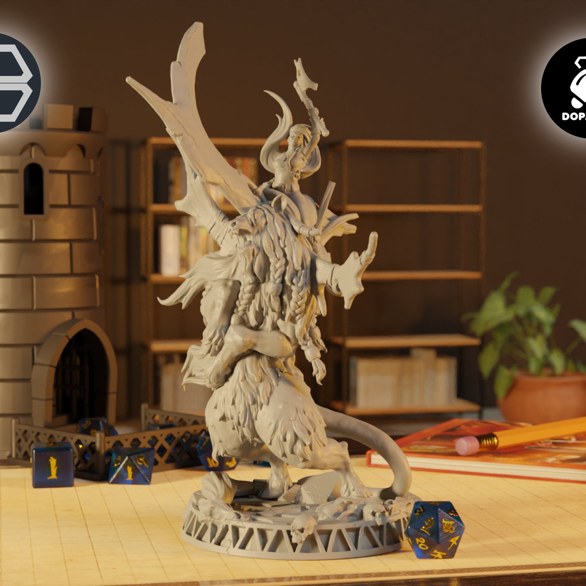 Female Amazon Beast Trainer Miniature, Sestan | Tabletop RPG Miniature | Woodland Tribe | Roleplaying 3D Printed Fantasy Mini - 3DPrintDen