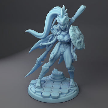 Female Hydra Hunter Miniature | Twin Goddess Miniatures | Tabletop RPG Miniature | Roleplaying 3D Printed Fantasy Mini - 3DPrintDen