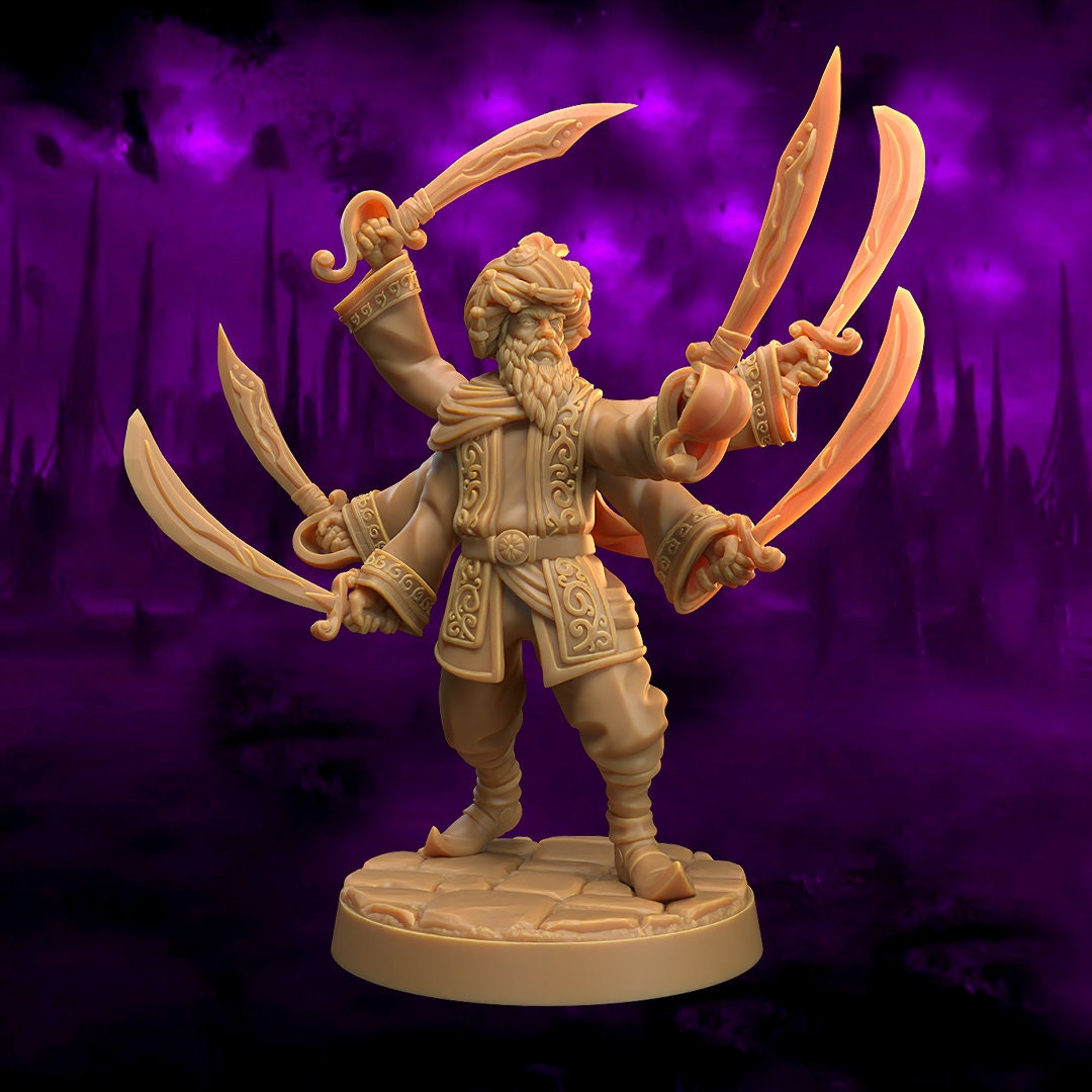 Warrior Miniature, Captain Dharmik Sheel | Tabletop RPG Miniature | Dragon Trappers Lodge | Roleplaying 3D Printed Fantasy Mini - 3DPrintDen