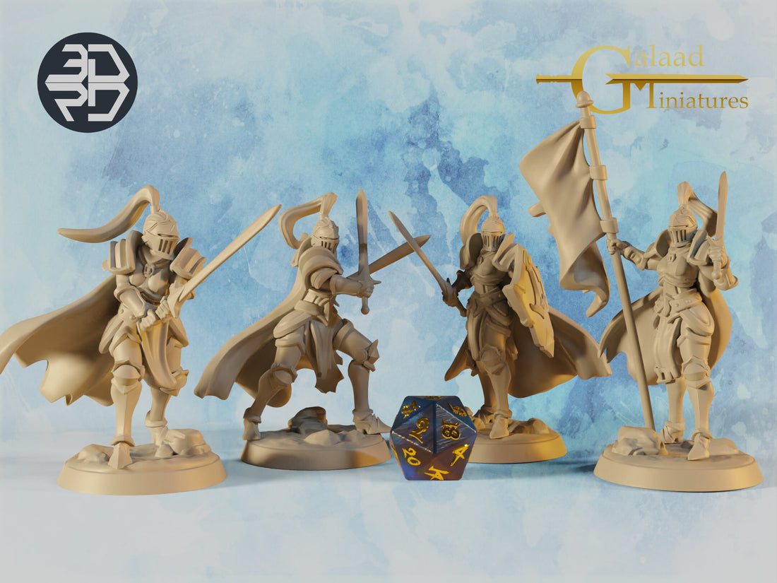 Female Knight Miniature | Tabletop RPG Miniature | Galaad Miniatures | Roleplaying 3D Printed Fantasy Mini - 3DPrintDen