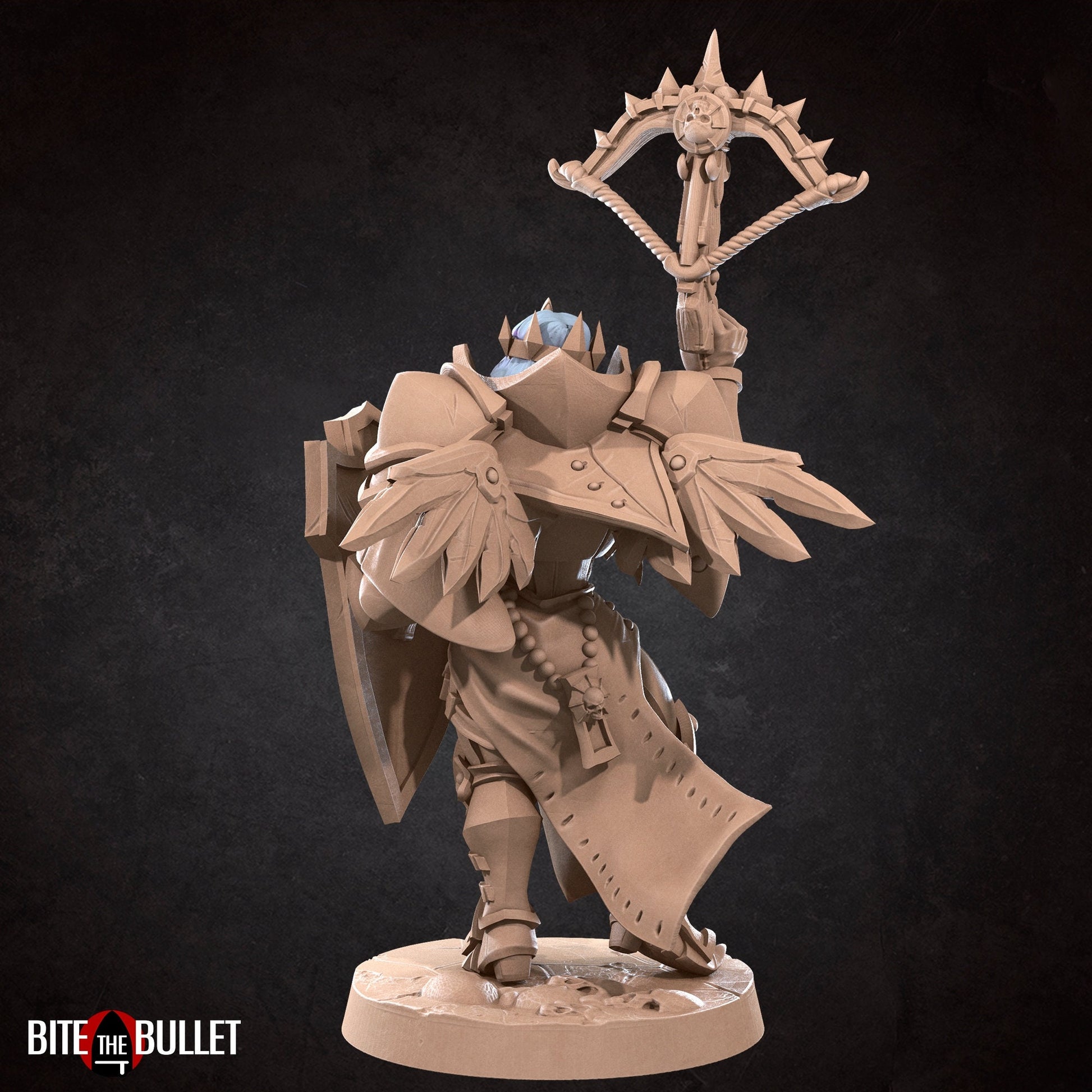 Support Battlesister Miniature | Tabletop RPG Miniature | Bite the Bullet | Roleplaying 3D Printed Fantasy Mini - 3DPrintDen