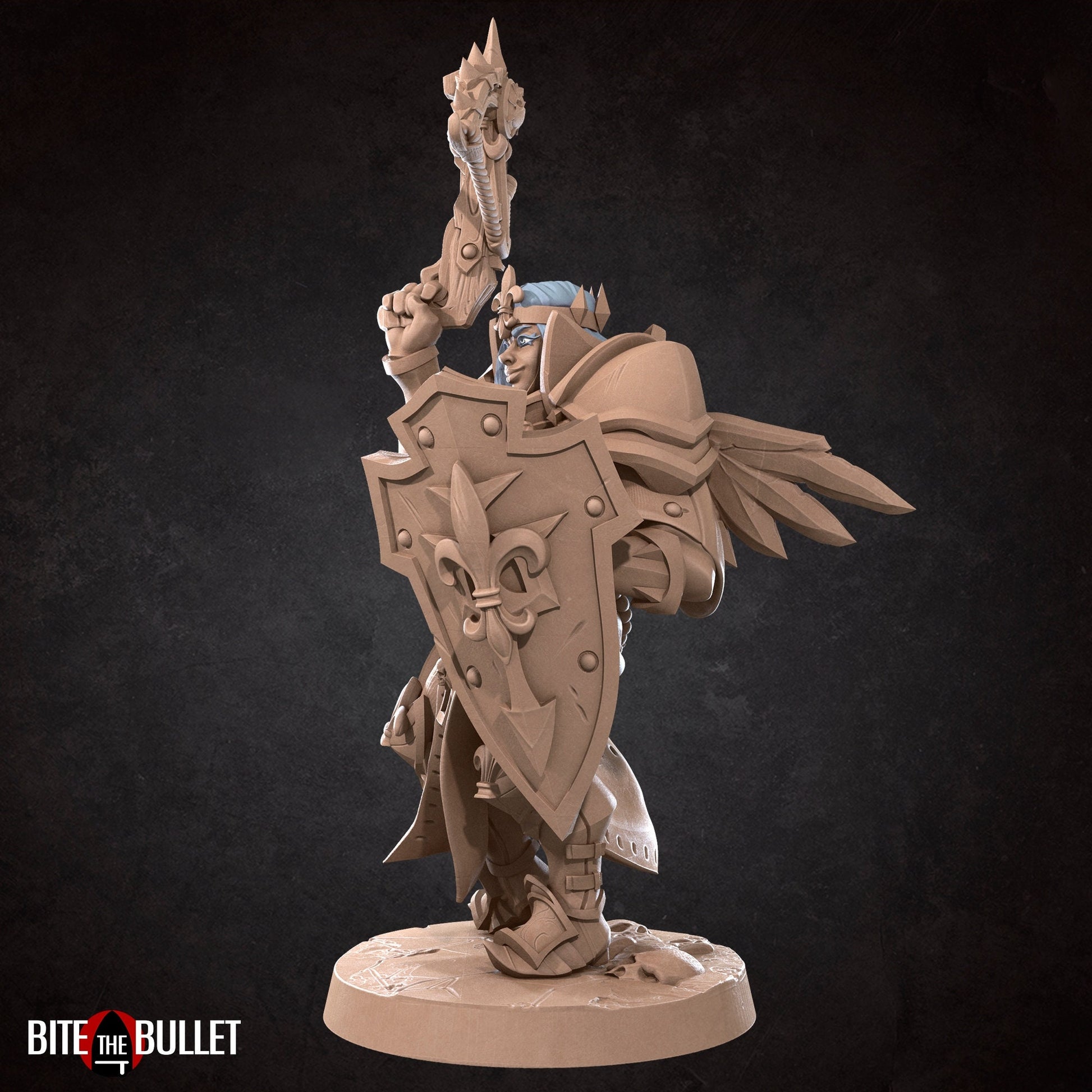 Support Battlesister Miniature | Tabletop RPG Miniature | Bite the Bullet | Roleplaying 3D Printed Fantasy Mini - 3DPrintDen