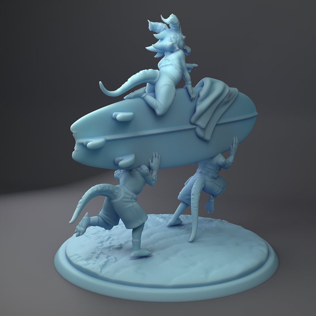 Kobold Surfers Miniature | Twin Goddess Miniatures | Tabletop RPG Miniature | Roleplaying 3D Printed Fantasy Mini - 3DPrintDen