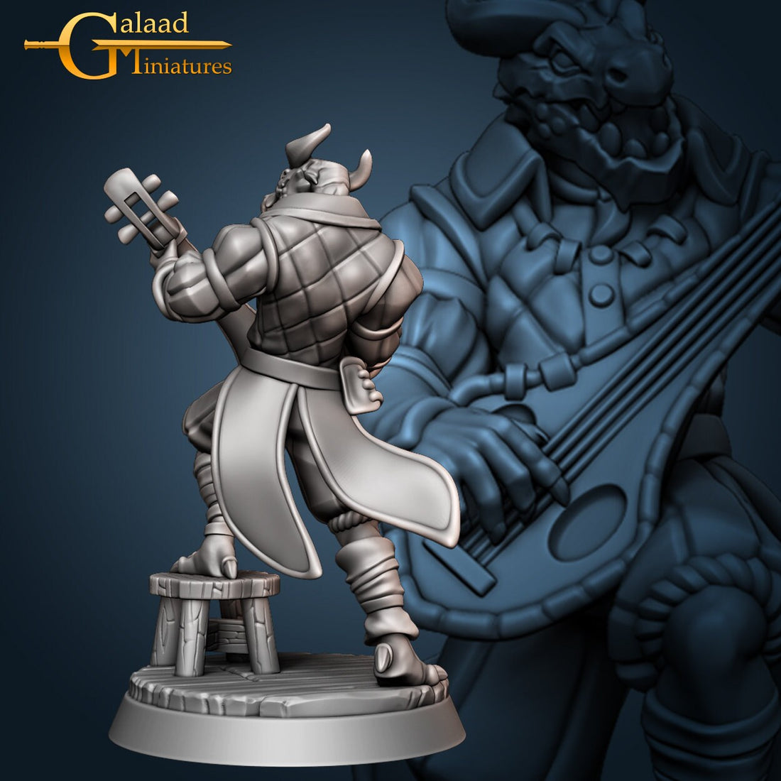 Dragonborn Bard Miniature | Tabletop RPG Miniature | Galaad Miniatures | Roleplaying 3D Printed Fantasy Mini - 3DPrintDen