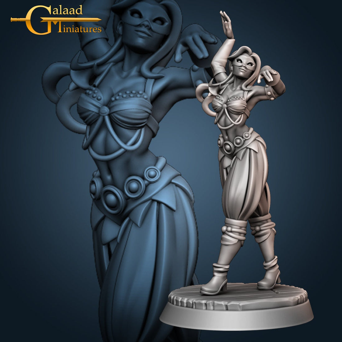 Female Dancer Miniature | Tabletop RPG Miniature | Galaad Miniatures | Roleplaying 3D Printed Fantasy Mini - 3DPrintDen