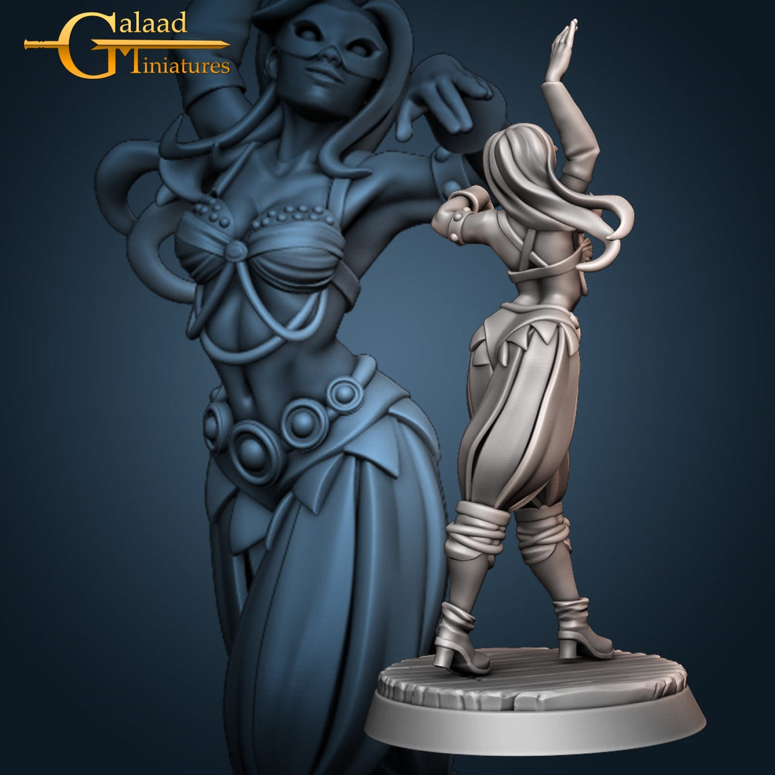 Female Dancer Miniature | Tabletop RPG Miniature | Galaad Miniatures | Roleplaying 3D Printed Fantasy Mini - 3DPrintDen