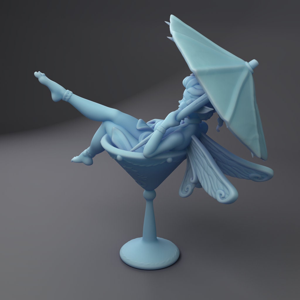 Martini Fairy Miniature | Twin Goddess Miniatures | Tabletop RPG Miniature | Roleplaying 3D Printed Fantasy Mini - 3DPrintDen