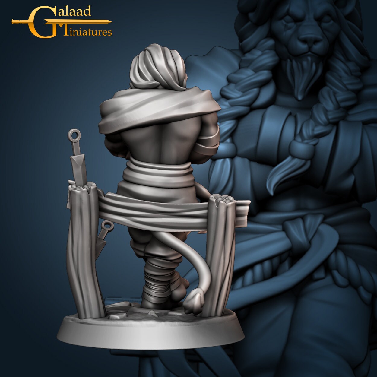 Leonin Warrior Miniature | Tabletop RPG Miniature | Galaad Miniatures | Roleplaying 3D Printed Fantasy Mini - 3DPrintDen