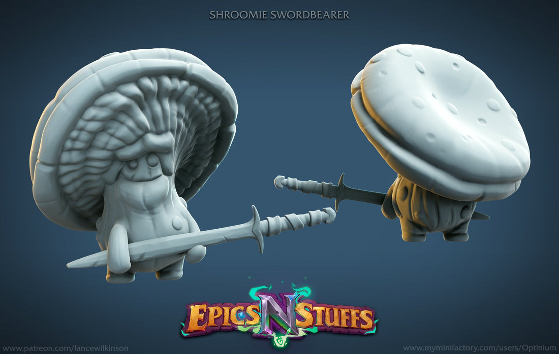 Shroomie Swordbearer | Tabletop RPG Miniature | Epic 'N' Stuff | Roleplaying 3D Printed Fantasy Mini - 3DPrintDen