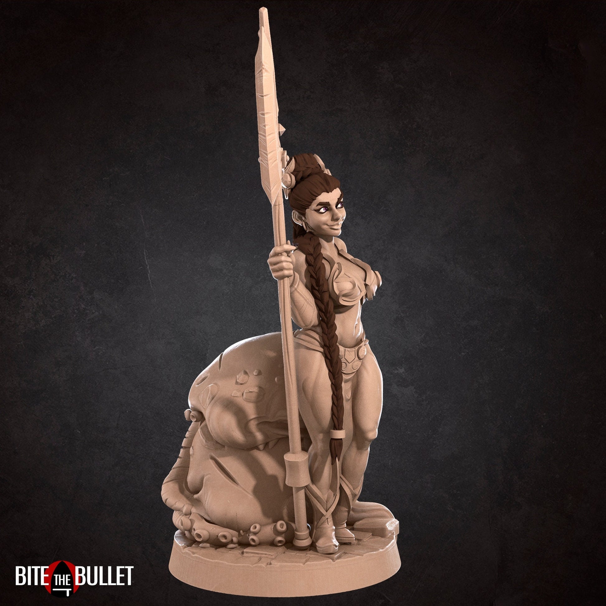 Female Warrior Miniature, Lizzy | Tabletop RPG Miniature | Bite the Bullet | Roleplaying 3D Printed Fantasy Mini - 3DPrintDen