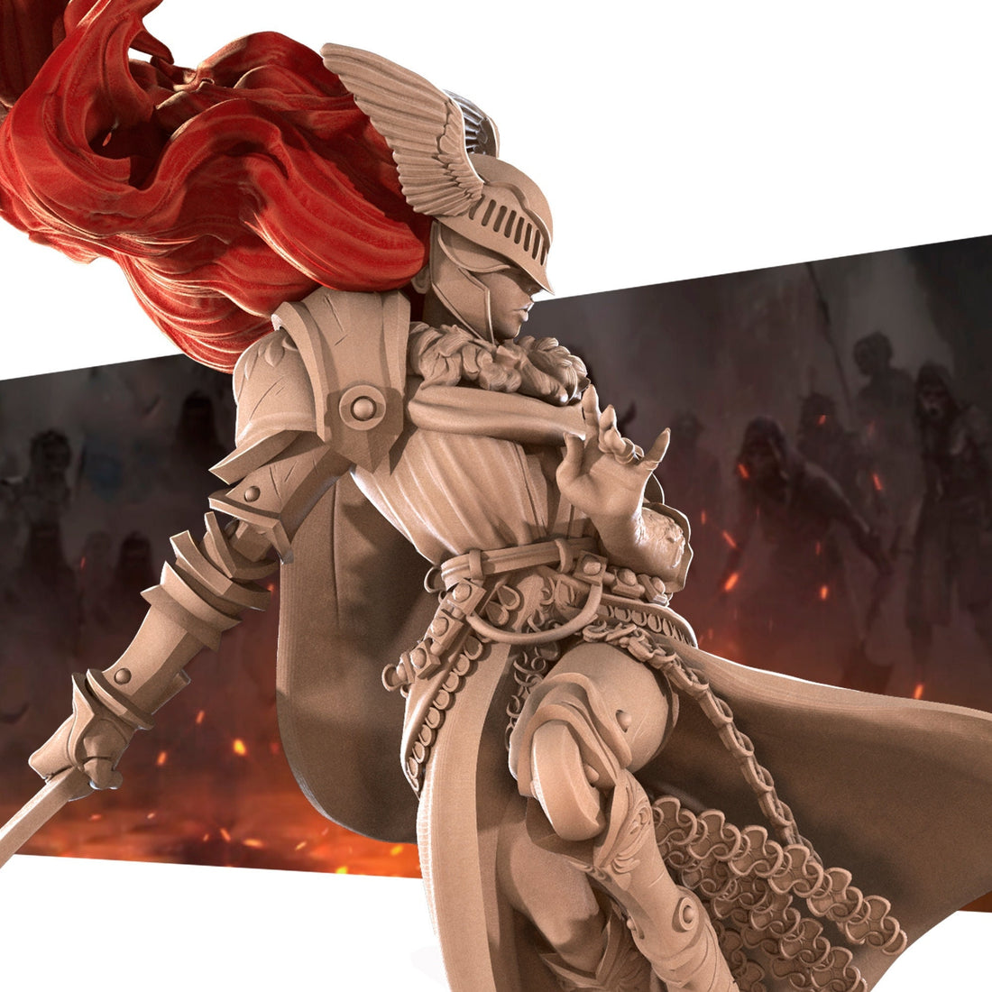 Scarlet Goddess Miniature, Morgana | Tabletop RPG Miniature | Bite the Bullet | Roleplaying 3D Printed Fantasy Mini - 3DPrintDen