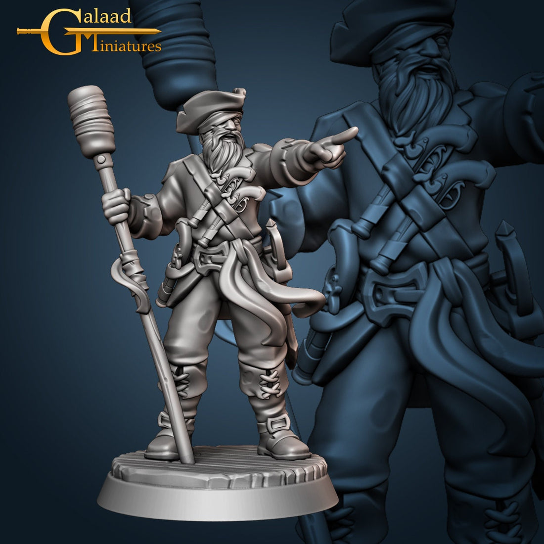 Pirate Miniature | Tabletop RPG Miniature | Galaad Miniatures | Roleplaying 3D Printed Fantasy Mini - 3DPrintDen