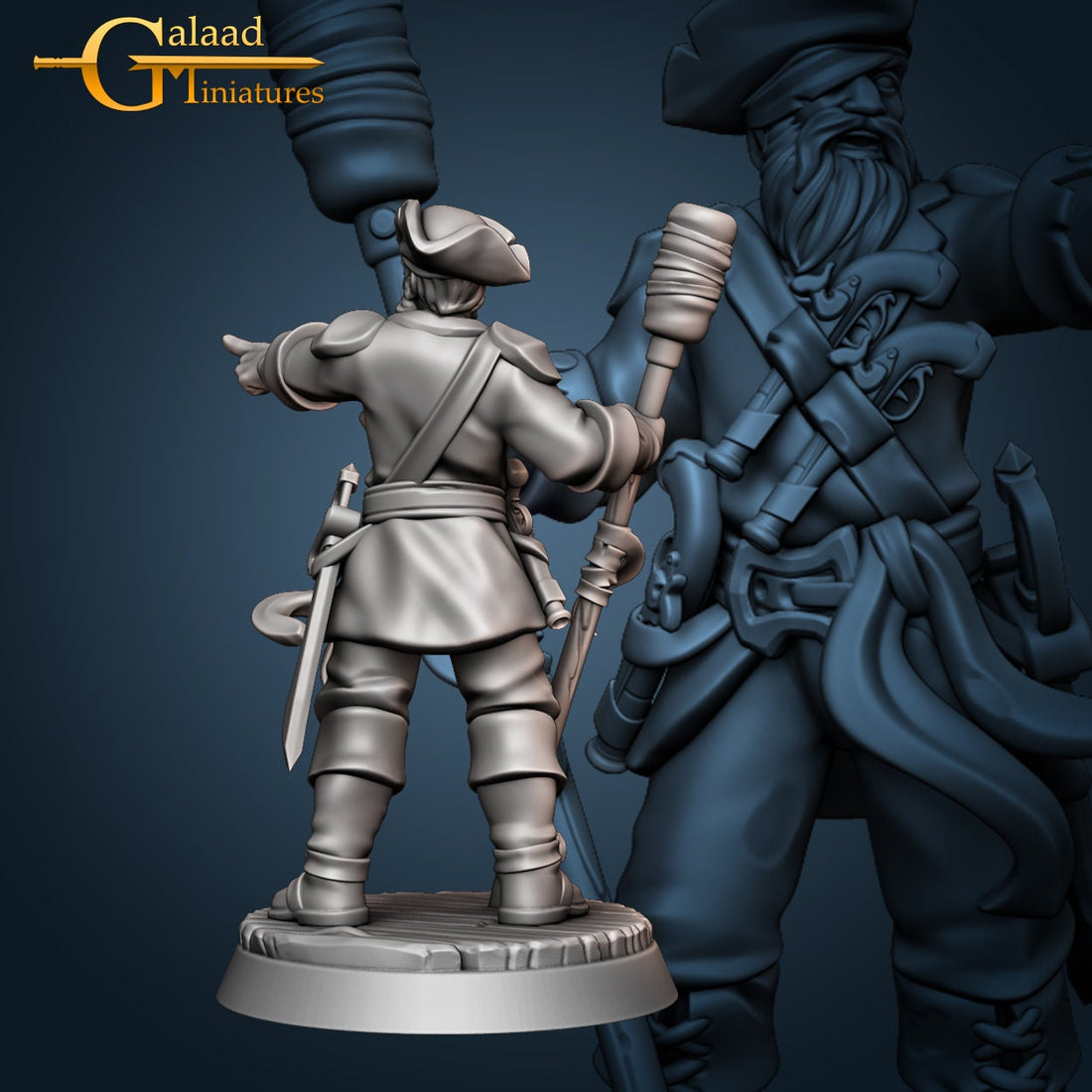 Pirate Miniature | Tabletop RPG Miniature | Galaad Miniatures | Roleplaying 3D Printed Fantasy Mini - 3DPrintDen