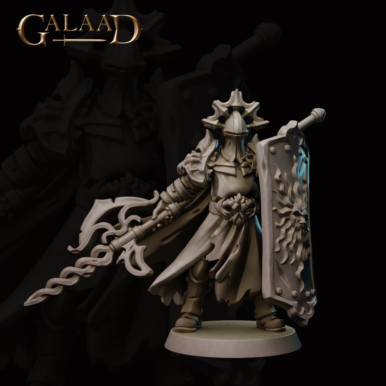 Dark Knight Miniature | Tabletop RPG Miniature | Galaad Miniatures | Roleplaying 3D Printed Fantasy Mini - 3DPrintDen