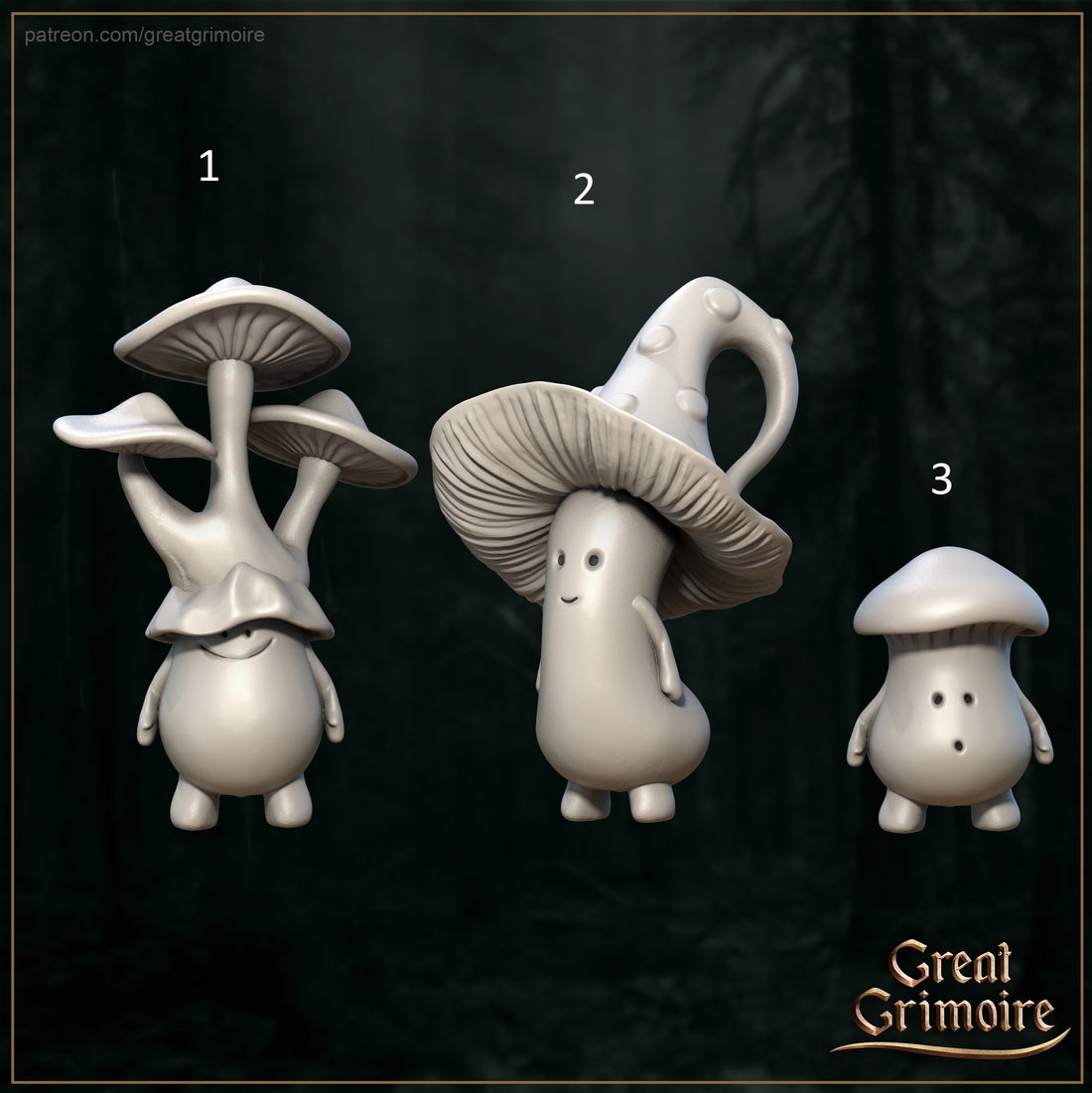 Mushroom Miniature | Tabletop RPG Miniature | Great Grimoire | Roleplaying 3D Printed Fantasy Mini - 3DPrintDen