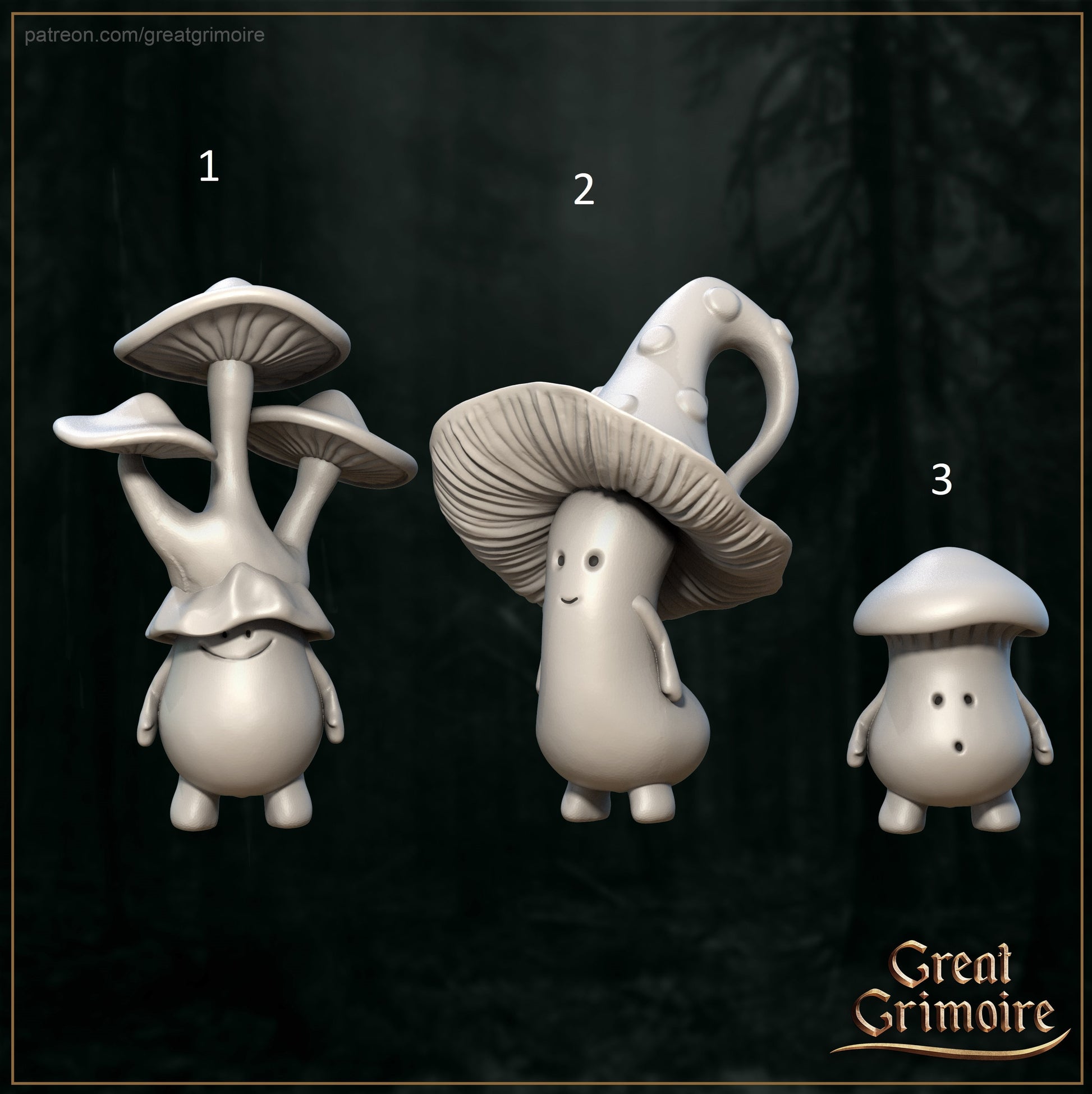 Mushroom Miniature | Tabletop RPG Miniature | Great Grimoire | Roleplaying 3D Printed Fantasy Mini - 3DPrintDen