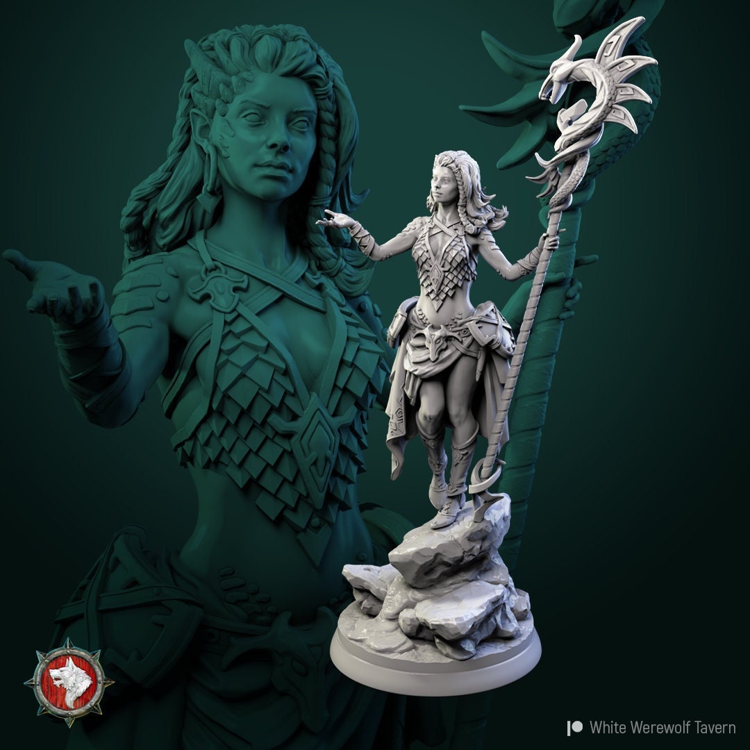 Queen of Dragons Miniature, Nala | Tabletop RPG Miniature | White Werewolf Tavern | Roleplaying 3D Printed Fantasy Mini - 3DPrintDen