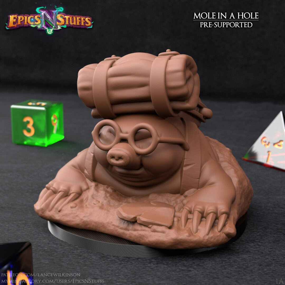 Mole Miniature | Tabletop RPG Miniature | Epic 'N' Stuff | Roleplaying 3D Printed Fantasy Mini - 3DPrintDen