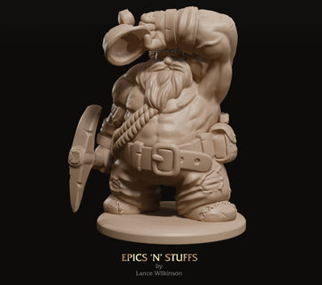 Dwarven Miner | Tabletop RPG Miniature | Epic 'N' Stuff | Roleplaying 3D Printed Fantasy Mini - 3DPrintDen