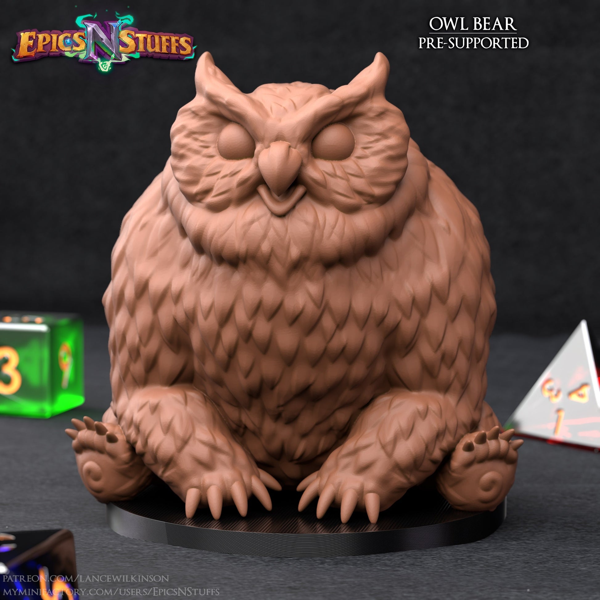 Owlbear Miniature | Tabletop RPG Miniature | Epic 'N' Stuff | Roleplaying 3D Printed Fantasy Mini - 3DPrintDen