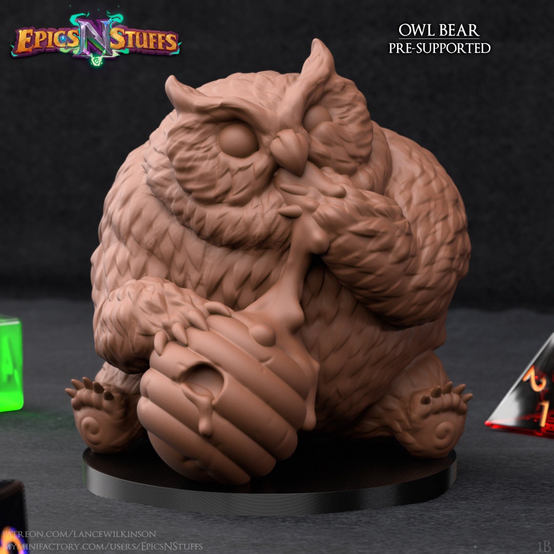 Owlbear Miniature | Tabletop RPG Miniature | Epic 'N' Stuff | Roleplaying 3D Printed Fantasy Mini - 3DPrintDen