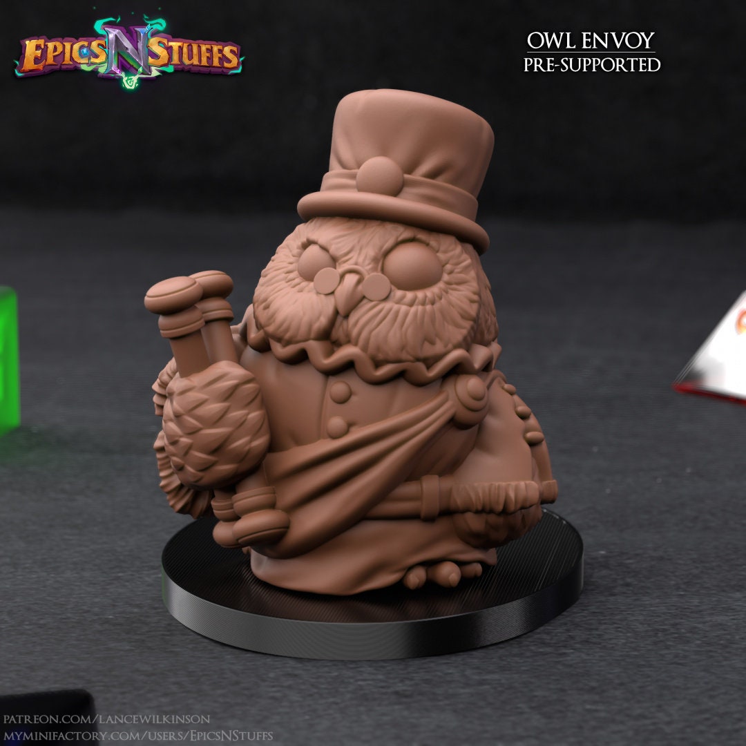 Owl Envoy Miniature | Tabletop RPG Miniature | Epic 'N' Stuff | Roleplaying 3D Printed Fantasy Mini - 3DPrintDen