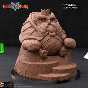 Owl King Miniature | Tabletop RPG Miniature | Epic 'N' Stuff | Roleplaying 3D Printed Fantasy Mini - 3DPrintDen