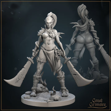 Female Orc Pirate Miniature | Tabletop RPG Miniature | Great Grimoire | Roleplaying 3D Printed Fantasy Mini - 3DPrintDen