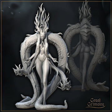 Deepsea Queen Miniature, Harbinger of the Abyss | Tabletop RPG Miniature | Great Grimoire | Roleplaying 3D Printed Fantasy Mini - 3DPrintDen