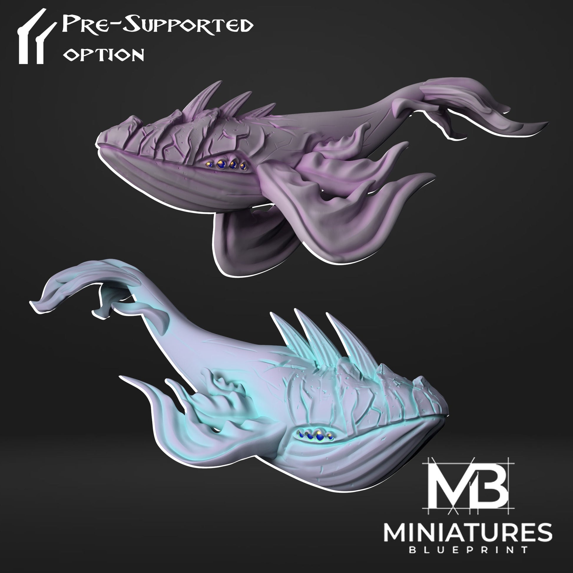 Space Whale Miniature | Tabletop RPG Miniature | Miniatures Blueprint | Roleplaying 3D Printed Fantasy Mini - 3DPrintDen