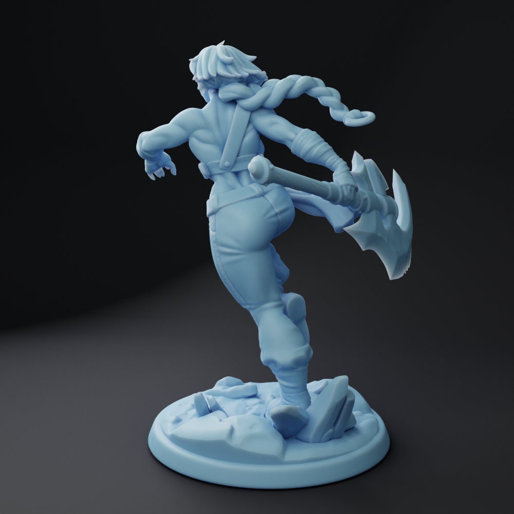 Female Barbarian Miniature | Twin Goddess Miniatures | Tabletop RPG Miniature | Roleplaying 3D Printed Fantasy Mini - 3DPrintDen