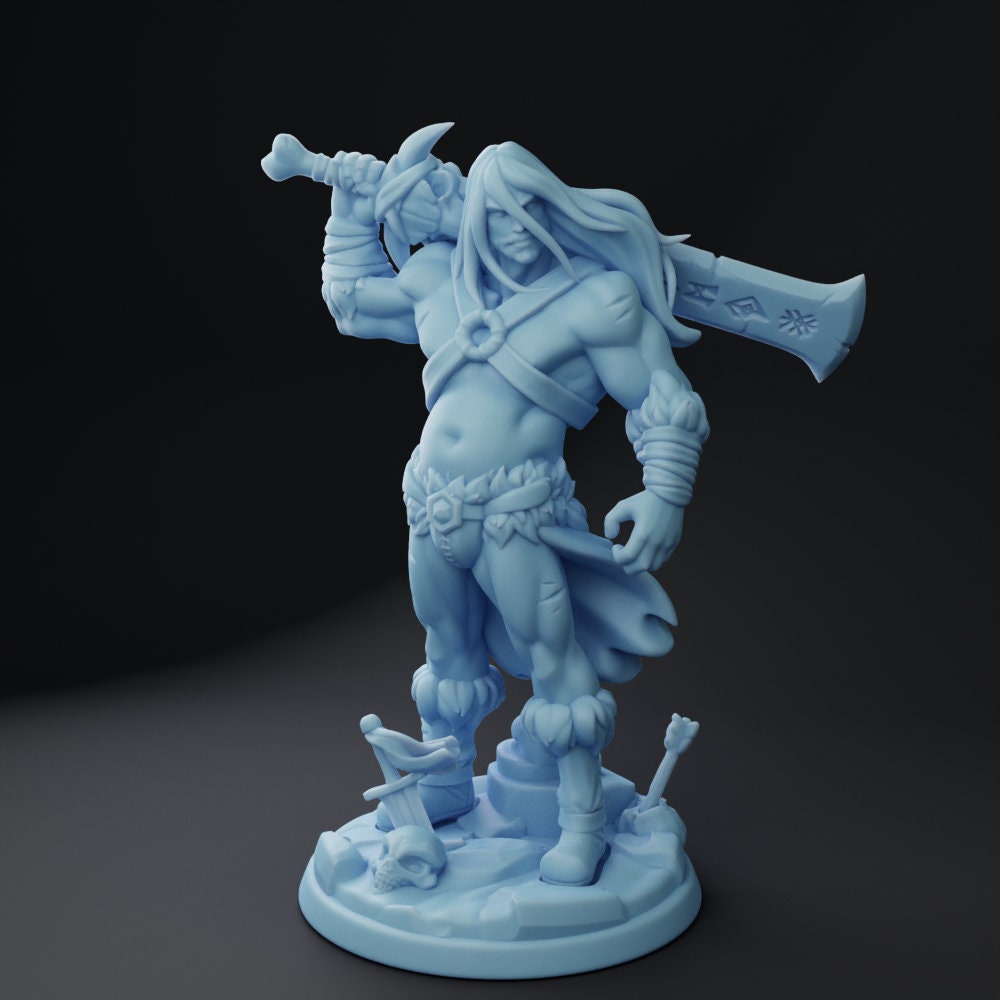 Barbarian Miniature | Twin Goddess Miniatures | Tabletop RPG Miniature | Roleplaying 3D Printed Fantasy Mini - 3DPrintDen