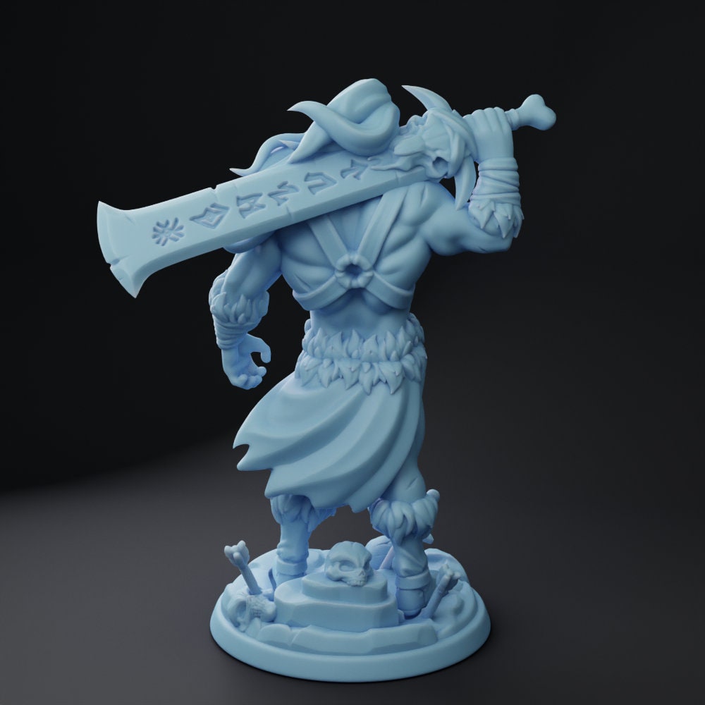 Barbarian Miniature | Twin Goddess Miniatures | Tabletop RPG Miniature | Roleplaying 3D Printed Fantasy Mini - 3DPrintDen