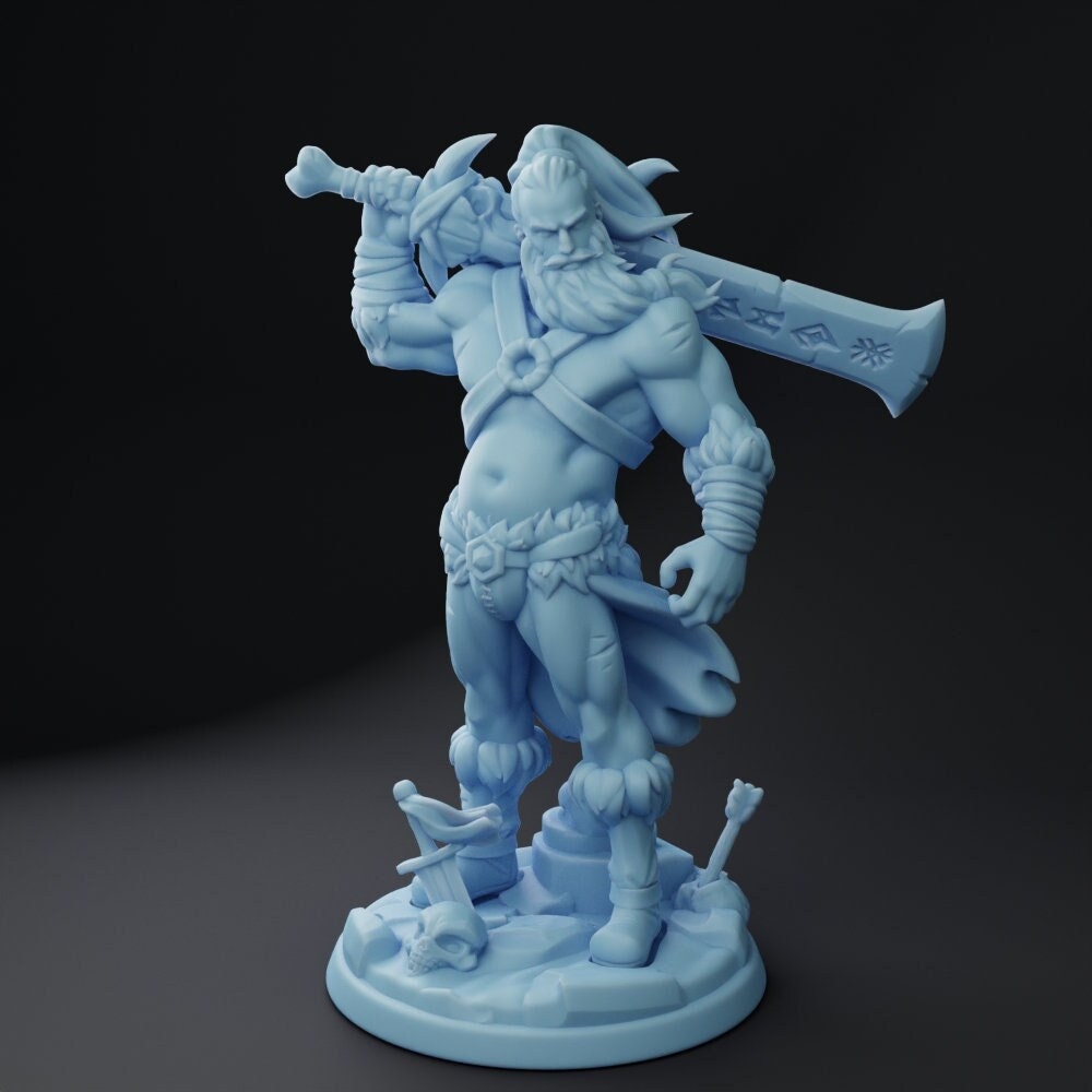 Barbarian Miniature | Twin Goddess Miniatures | Tabletop RPG Miniature | Roleplaying 3D Printed Fantasy Mini - 3DPrintDen