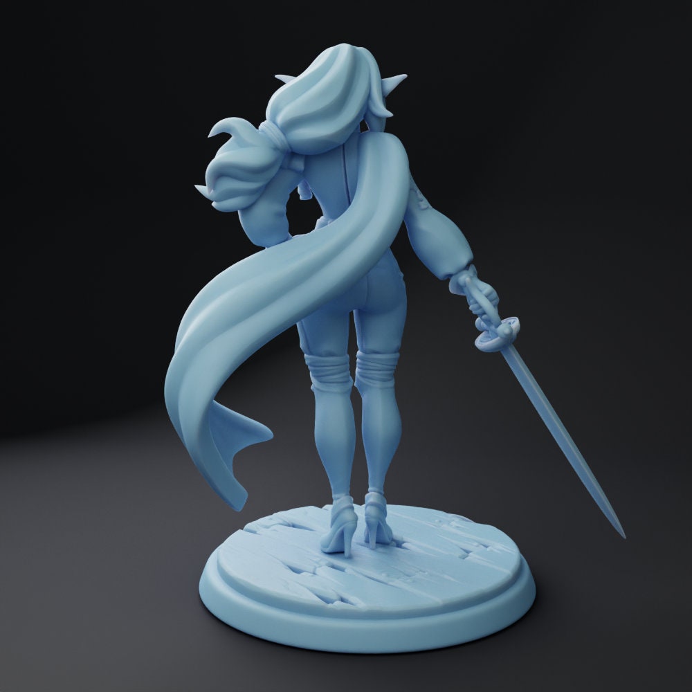 Female Duelist Miniature, Karina | Twin Goddess Miniatures | Tabletop RPG Miniature | Roleplaying 3D Printed Fantasy Mini - 3DPrintDen