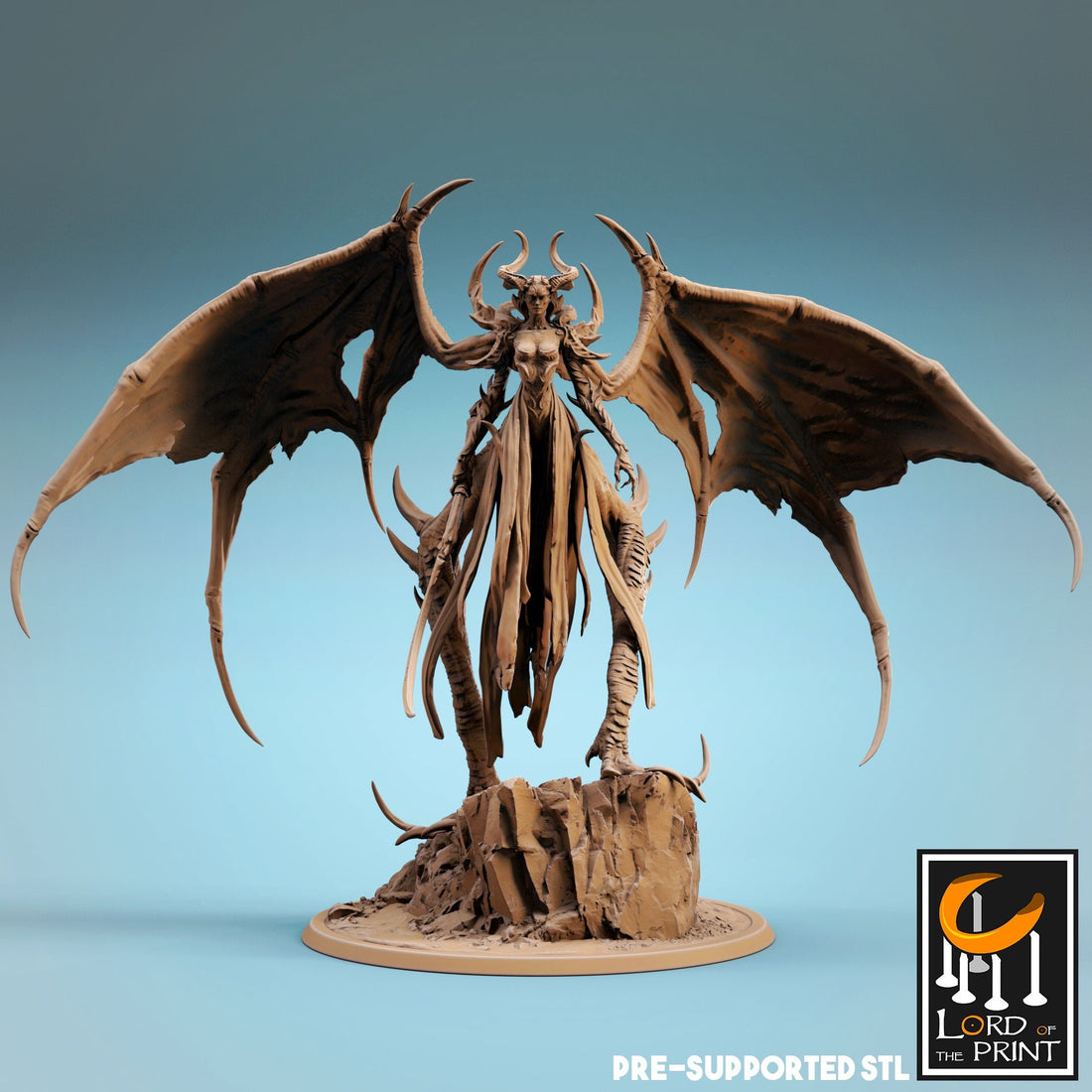 Demon Queen Miniature | Tabletop RPG Miniature | Rescale Miniature | Roleplaying 3D Printed Fantasy Mini - 3DPrintDen