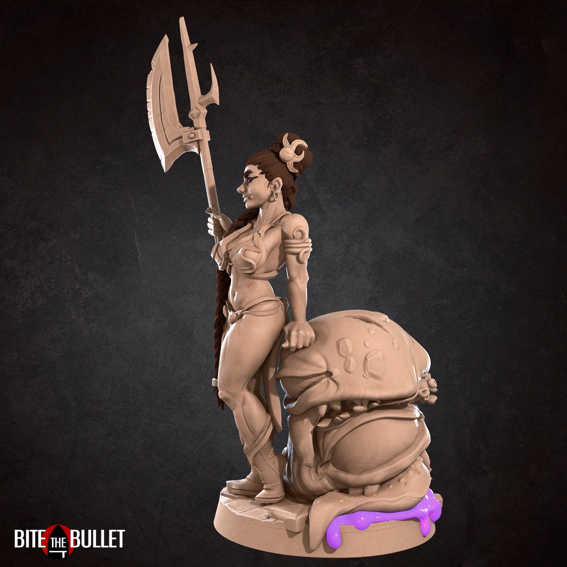 Female Warrior Miniature, Lizzy | Tabletop RPG Miniature | Bite the Bullet | Roleplaying 3D Printed Fantasy Mini - 3DPrintDen