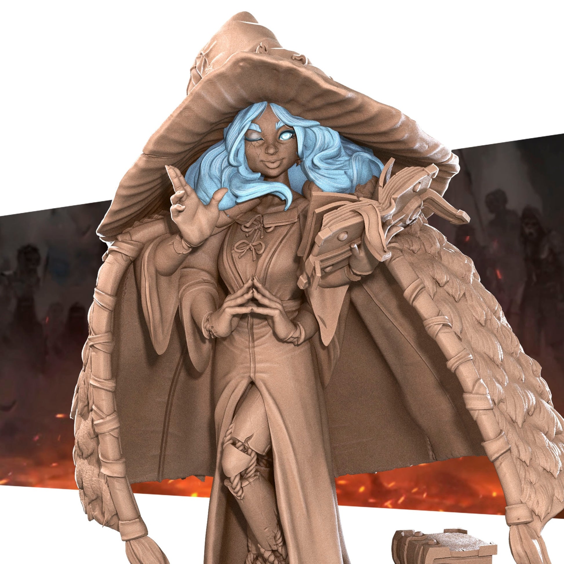 Undead Female Wizard Miniature, Magi | Tabletop RPG Miniature | Bite the Bullet | Roleplaying 3D Printed Fantasy Mini - 3DPrintDen