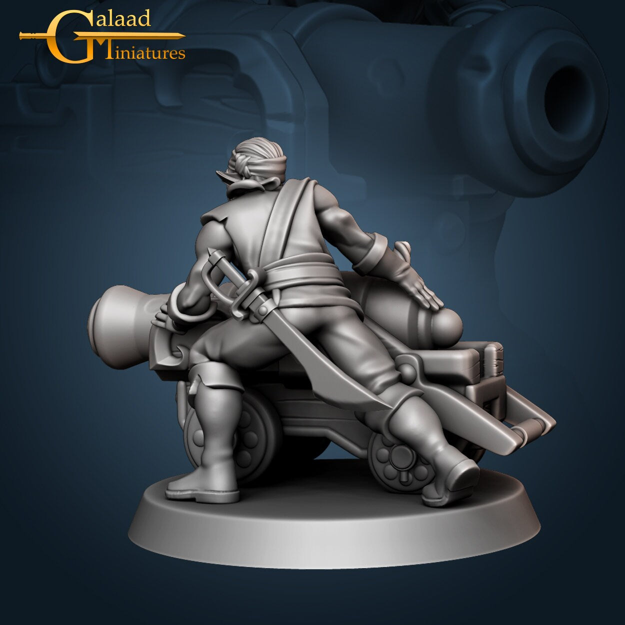 Pirate Cannoneer Miniature | Tabletop RPG Miniature | Galaad Miniatures | Roleplaying 3D Printed Fantasy Mini - 3DPrintDen