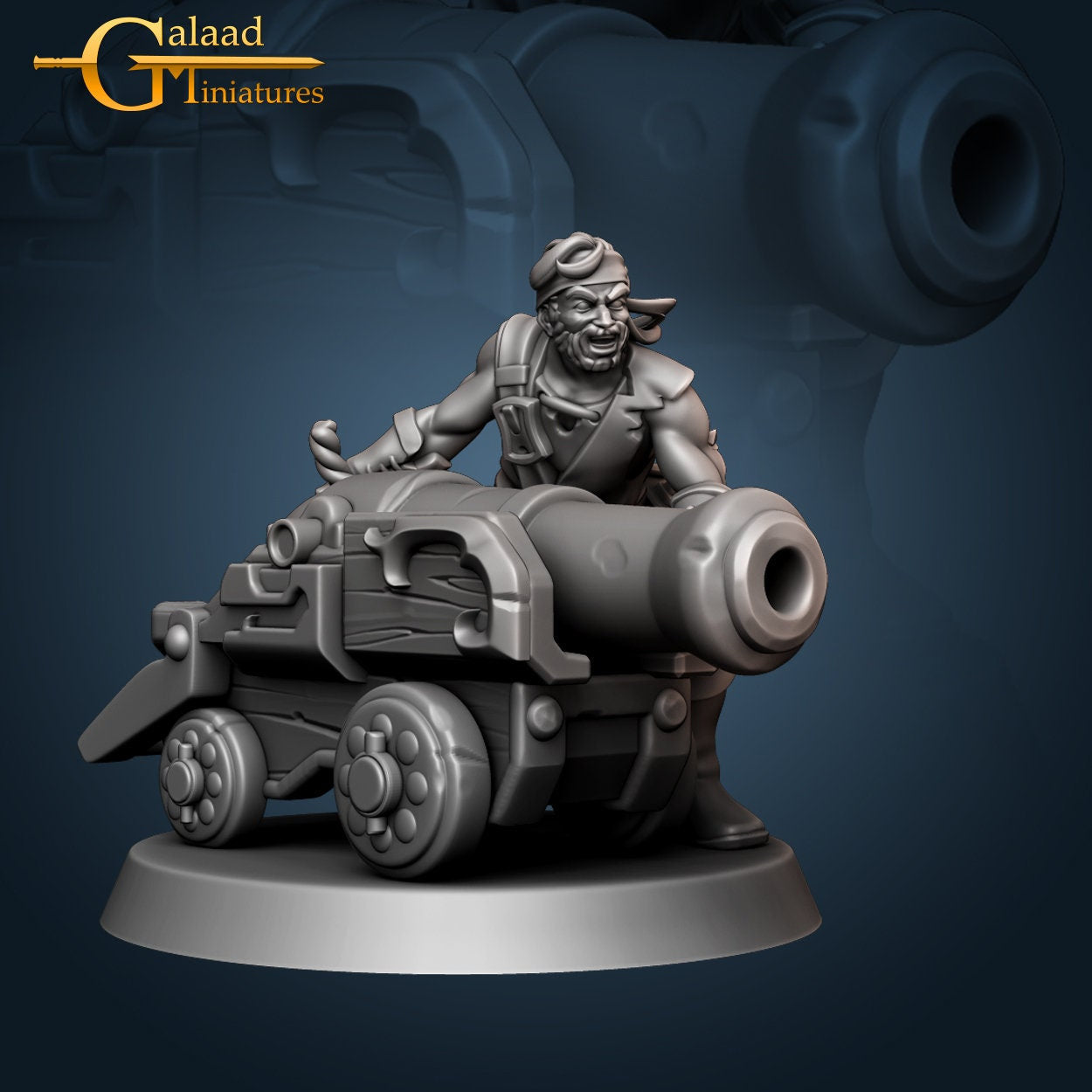 Pirate Cannoneer Miniature | Tabletop RPG Miniature | Galaad Miniatures | Roleplaying 3D Printed Fantasy Mini - 3DPrintDen