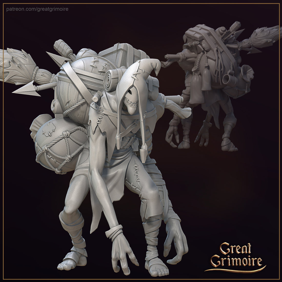 Hoarder of Goods Miniature | Tabletop RPG Miniature | Great Grimoire | Roleplaying 3D Printed Fantasy Mini - 3DPrintDen