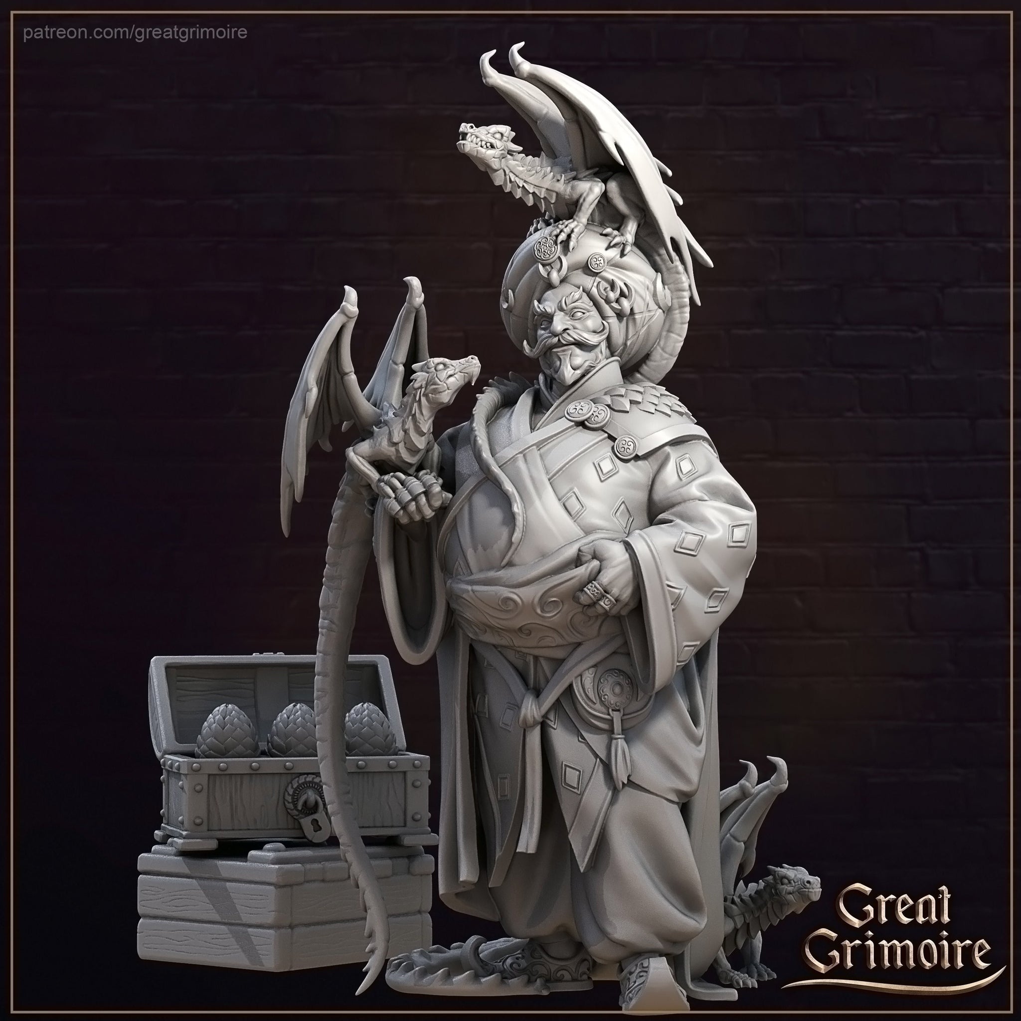 Dragon Merchant Miniature | Tabletop RPG Miniature | Great Grimoire | Roleplaying 3D Printed Fantasy Mini - 3DPrintDen