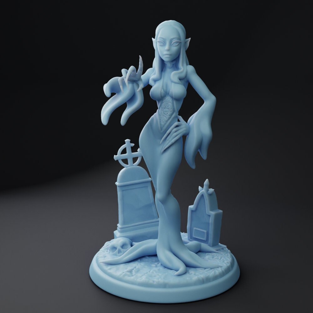 Female Vampire Miniature | Twin Goddess Miniatures | Tabletop RPG Miniature | Roleplaying 3D Printed Fantasy Mini - 3DPrintDen