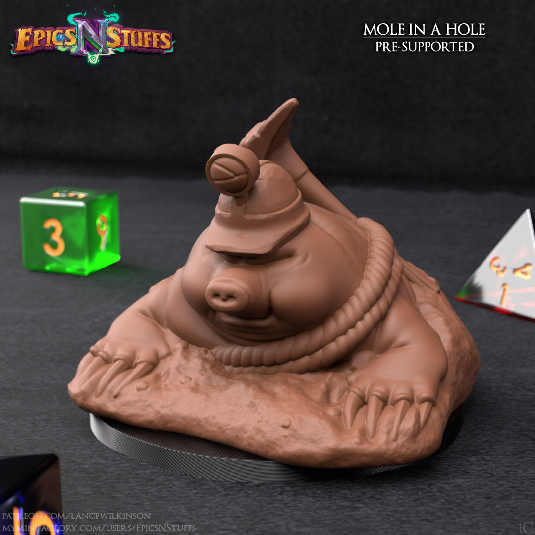 Mole Miniature | Tabletop RPG Miniature | Epic 'N' Stuff | Roleplaying 3D Printed Fantasy Mini - 3DPrintDen