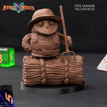 Owl Farmer Miniature | Tabletop RPG Miniature | Epic 'N' Stuff | Roleplaying 3D Printed Fantasy Mini - 3DPrintDen