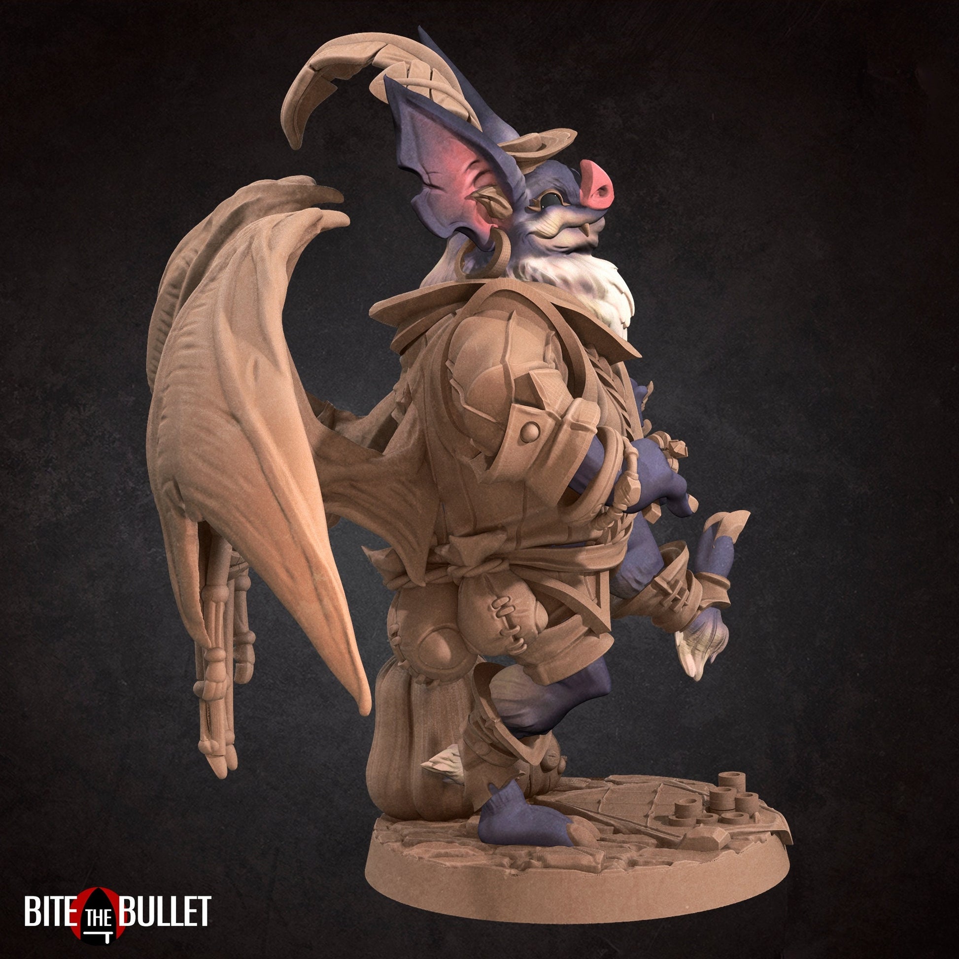 Batfolk Bard Miniature | Tabletop RPG Miniature | Bite the Bullet | Roleplaying 3D Printed Fantasy Mini - 3DPrintDen